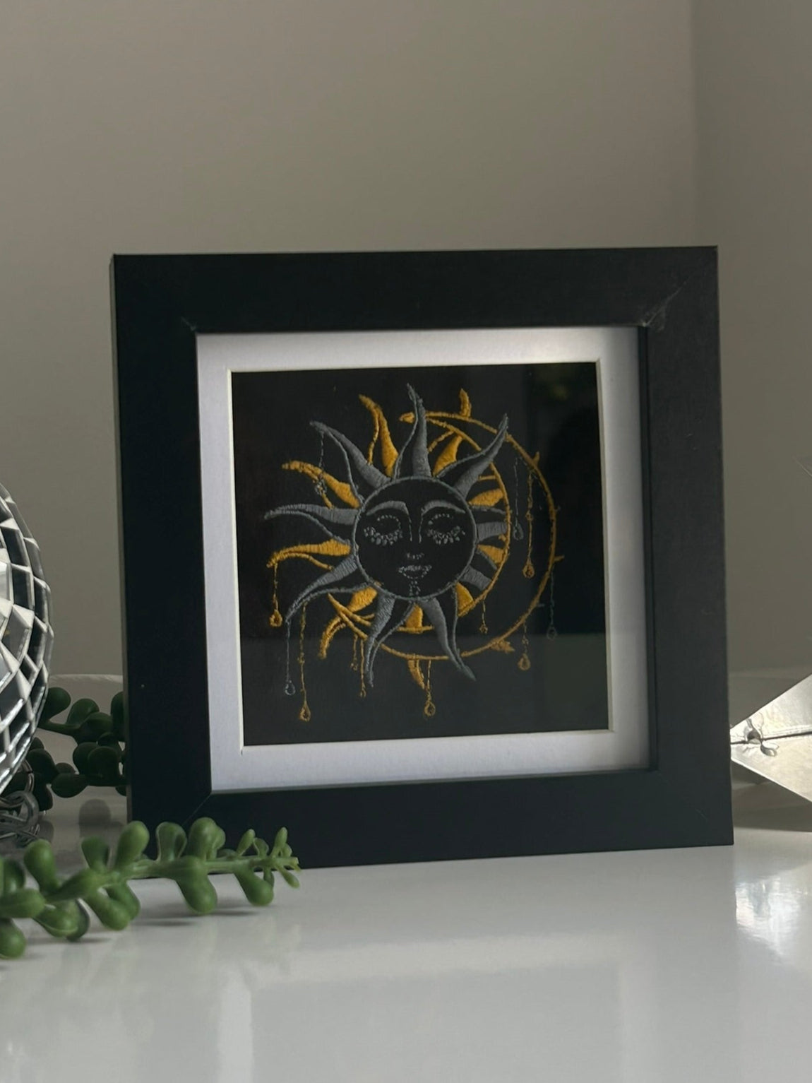 Mini Sun & Moon Embroidery on Black