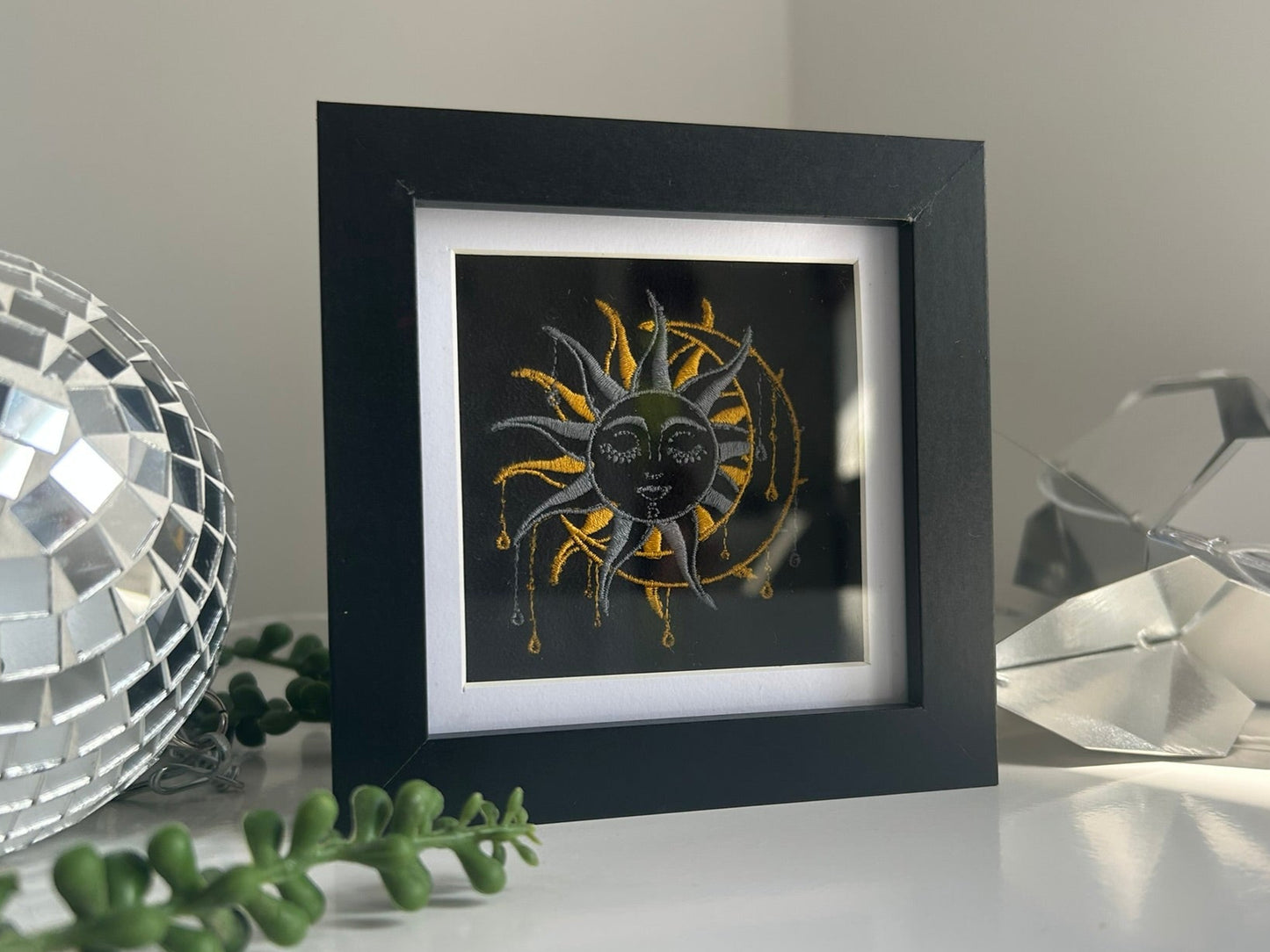 Mini Sun & Moon Embroidery on Black