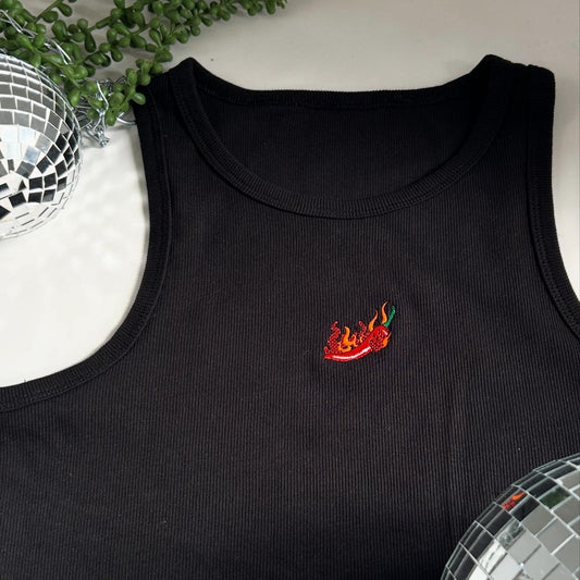 Flamin' Chilli Ribbed Vest Top