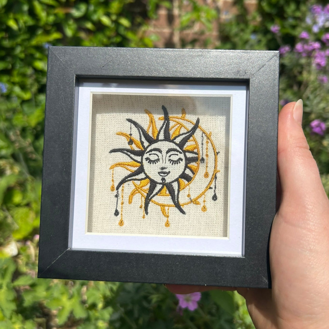 Mini Sun & Moon Embroidery on Cream