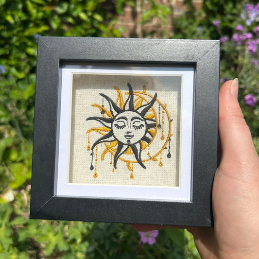 Mini Sun & Moon Embroidery on Cream